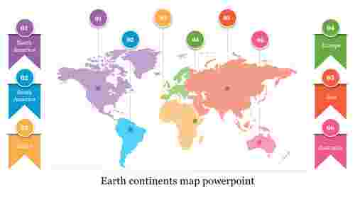 Earth continents map powerpoint